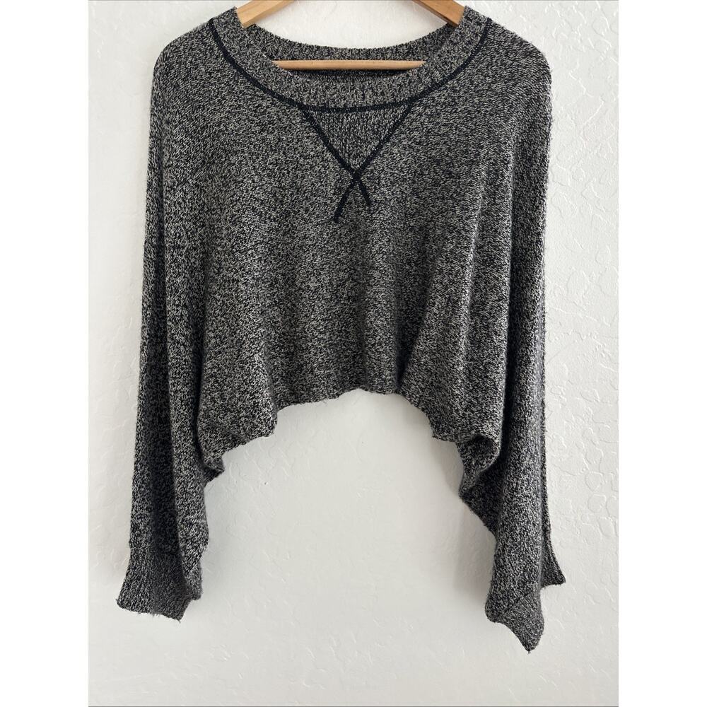 Aiko Anthropologie Cropped Cashmere Blend Sweater Cozy Knit Small Anthro Black S